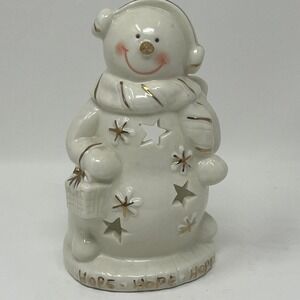 Snowman Candle Holder Tea Light Hope Christmas Holiday Decoration